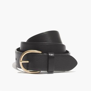 Madewell black 100% leather belt, gold hardware, classic basic, size small